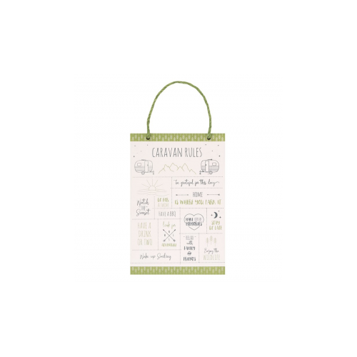 30cm Happy Camper Caravan Rules Hanging Sign